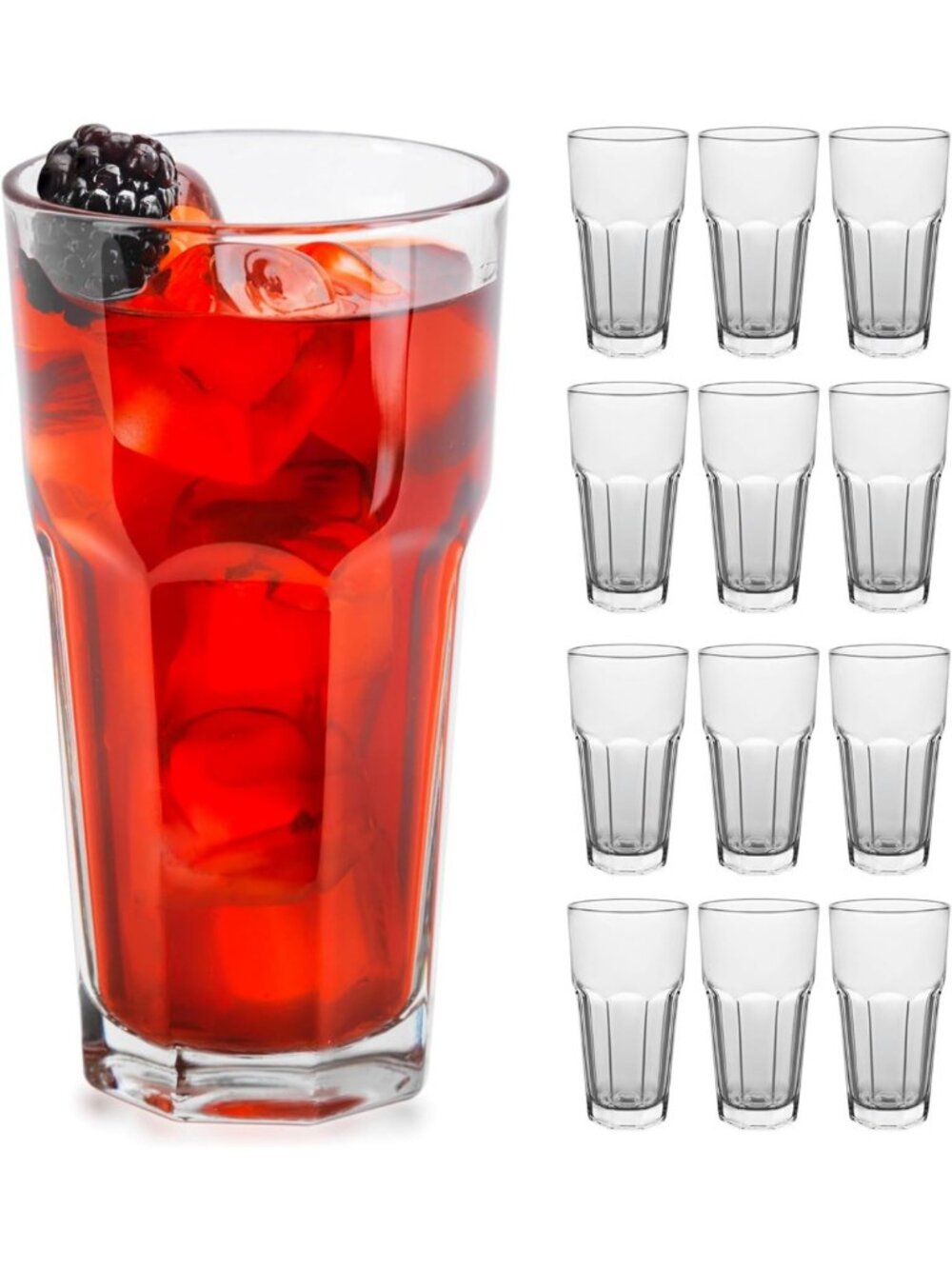 Set of 12 Heavy Base Glass Tumblers - Stylish Water Drinking Cups for Home Use